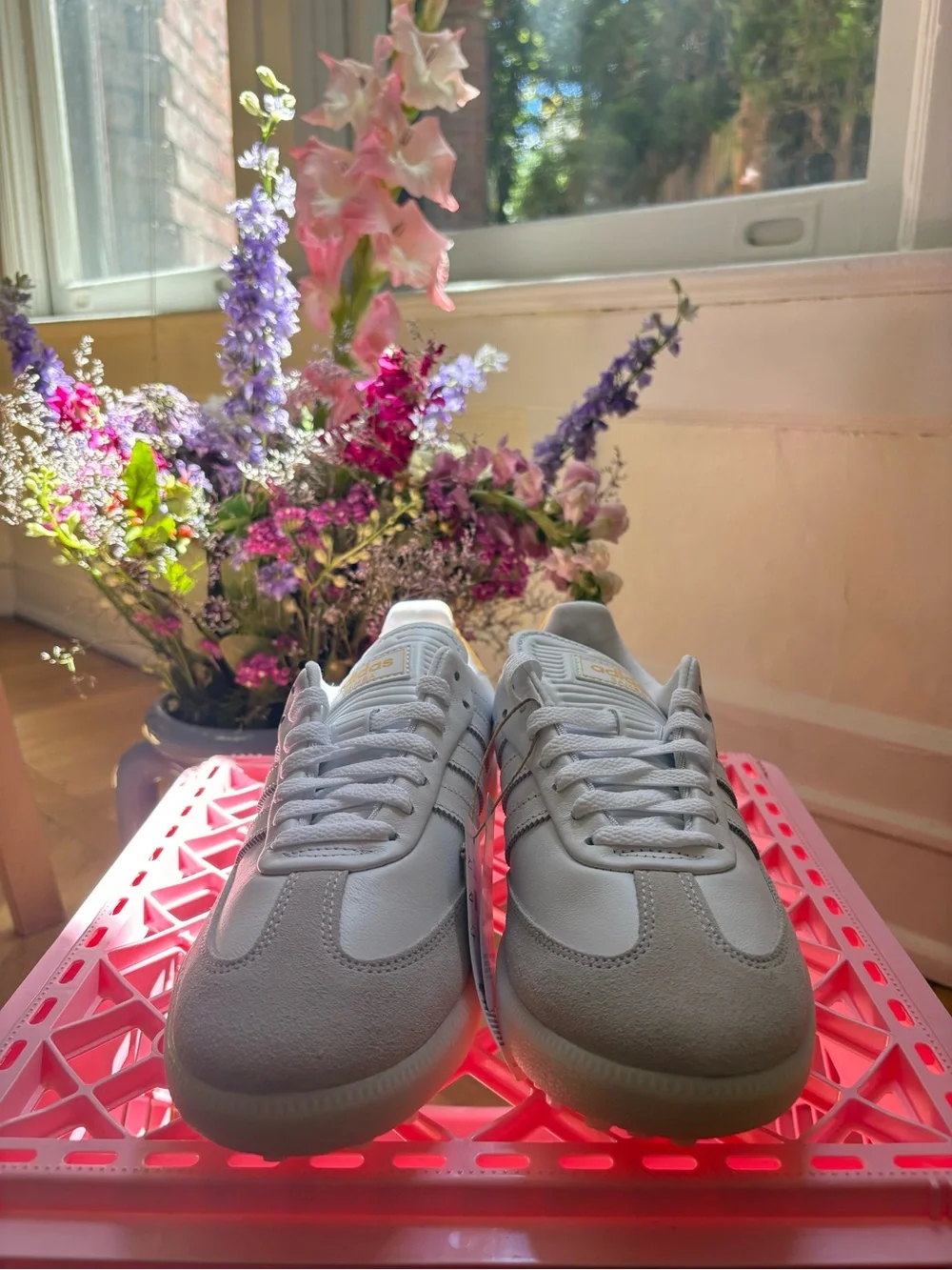 adidas samba spikeless golf shoes 'cloud white'/'ice tangerine'